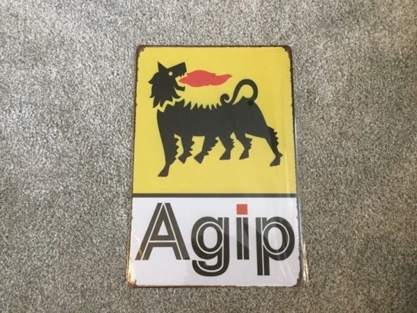 

Novelty SignVintage Retro Style Metal Tin Signs Poster Agip Logo Motorbike Cave Wall Home