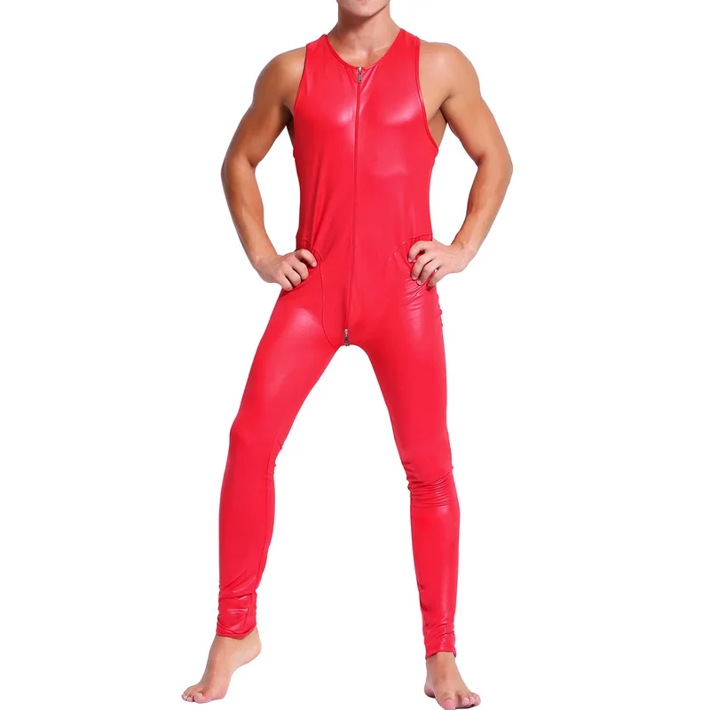 Нижнее белье мужские боди из искусственной кожи комбинезоны эротические на