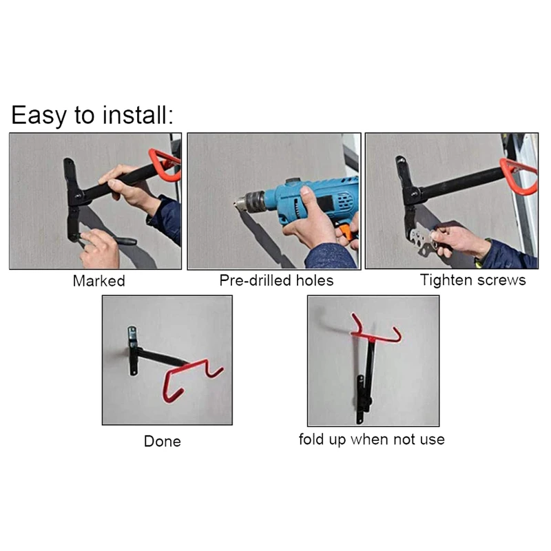 

ABGZ-2 Pack Wall Mount Bike Hanger Flip Up Garage Hook & 3x Anti Scratch Scratch Stickers Road Bike Protection Stickers