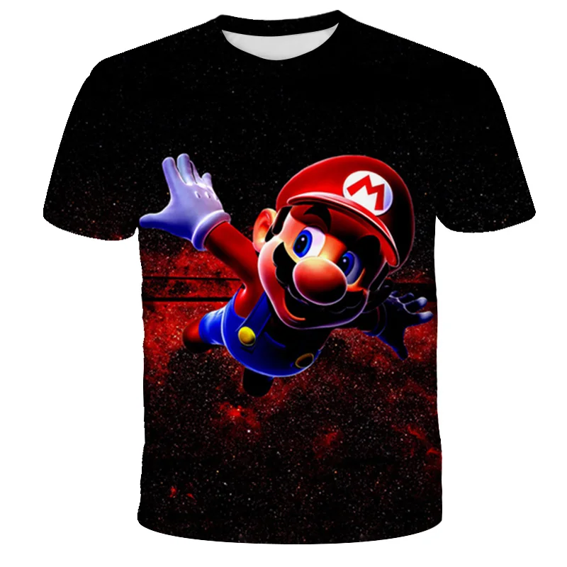 

Super Mario Summer Children's T-shirt Short Sleeve Oversized Boy Girl O-Neck Funny Cartoon Top Print Round Neck Shirt 3D 2021