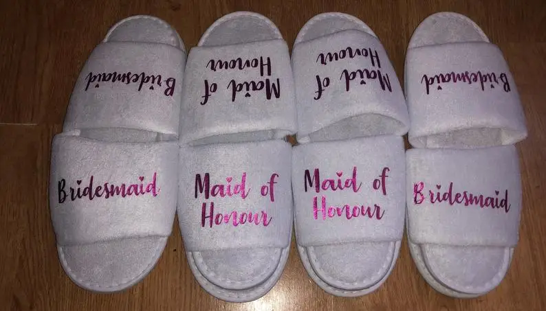 Индивидуальные свадебные тапочки для невесты подарок подружки шлепанцы с