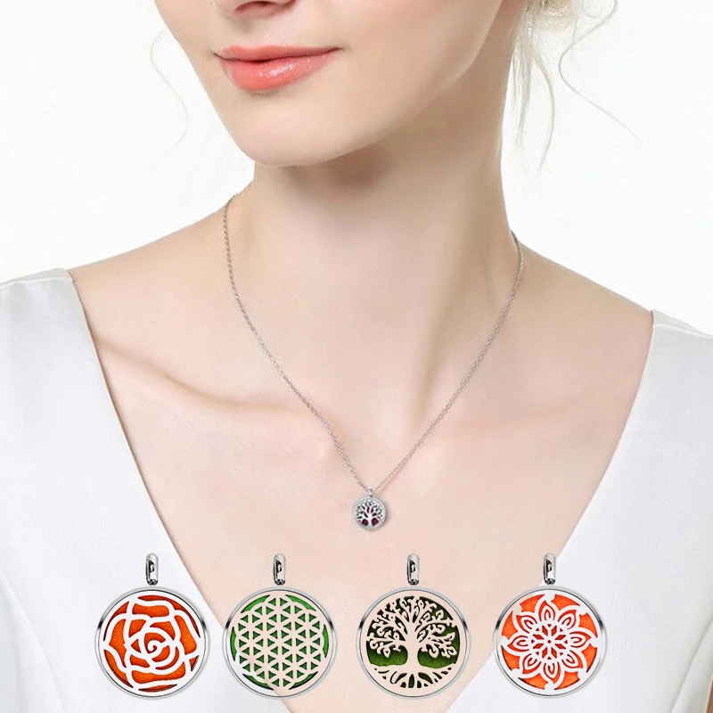 Ожерелье женское с диффузором 12 мм медальон для ароматерапии эфирным маслом