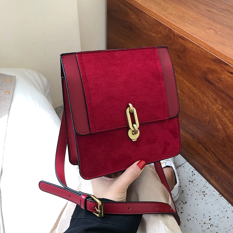 18 CM Red Винтажная модная женская сумка с откидным верхом Новая высококачественная матовая женская дизайнерская сумка из искусственной кожи с замком - Color: 18 CM Red