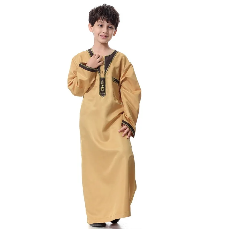 Boy Children Abaya Dubai Kaftan Oman Arabic Qatar Muslim Kids Hijab Robe Caftan Marocain Ramadan Saudi Arabia Islamic Clothing
