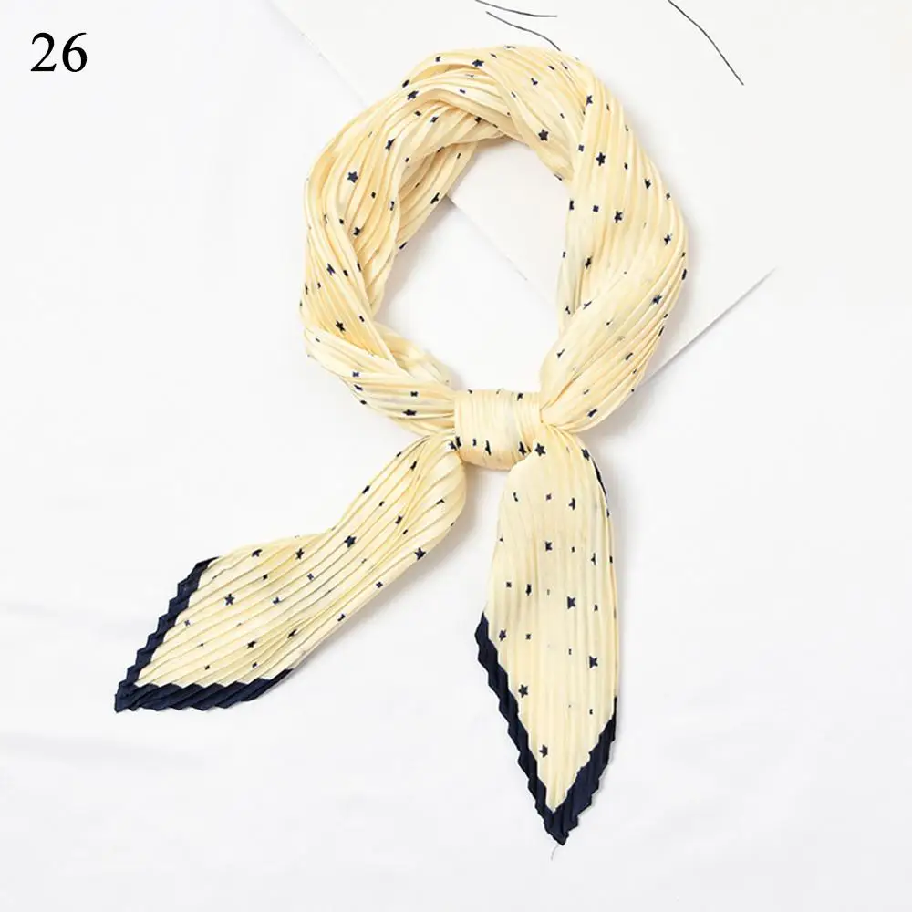 Hot Sale--26 Модный плиссированный шарф в полоску, в горошек, маленький квадратный шарф, бандана, летний Ретро стиль, женский Шелковый атласный платок, шейный платок - Цвет: Hot Sale--26