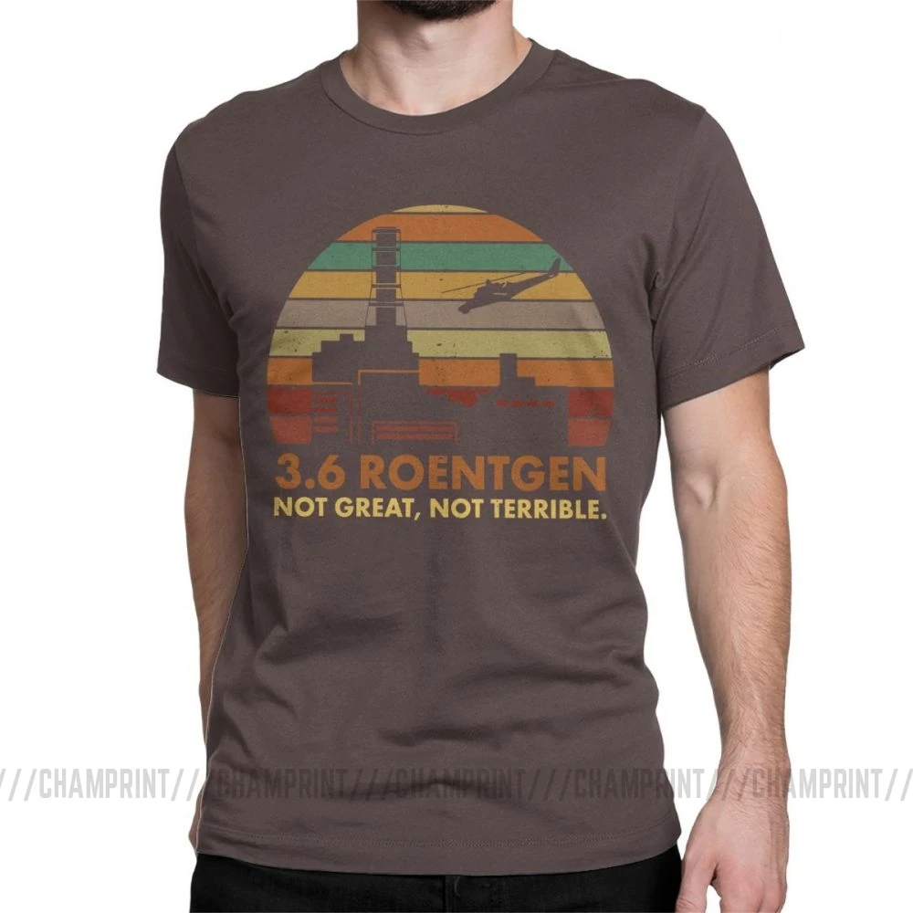3,6 Мужская футболка с надписью «Roentgen Not Great Not horrible», топы для ТВ-шоу «Чернобыль», футболка с ядерным излучением, футболка для отдыха - Цвет: Коричневый