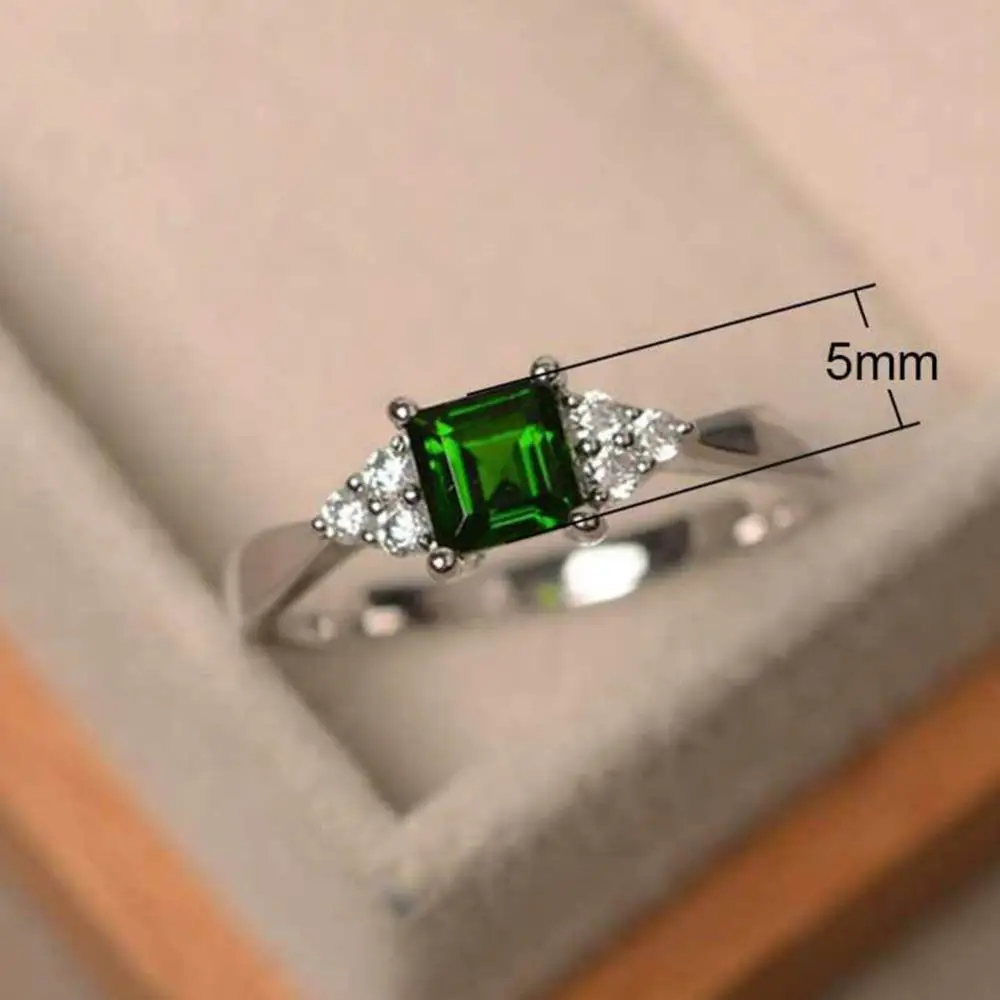 

Fashion Women Square Cut Cubic Zirconia Inlaid Ring Engagement Jewelry Gift
