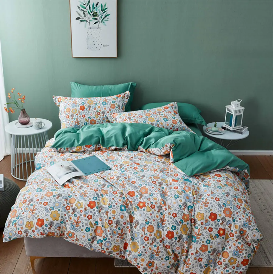 

Pastoral flower bedding set teen,full queen king cotton modern colorful double home textile bed sheet pillow case quilt cover
