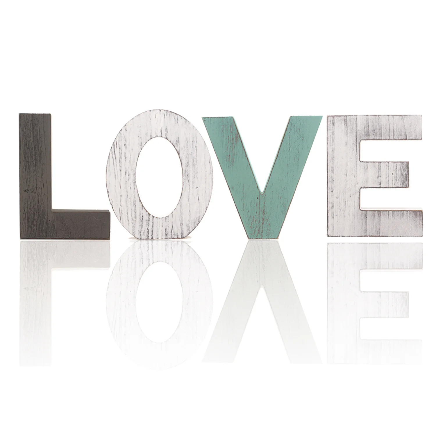 

Multi Colored Wood Block Love Sign, Decorative Wooden Cutout Letters for Home Decor, Living Room, Bedroom, Kitchen, Office