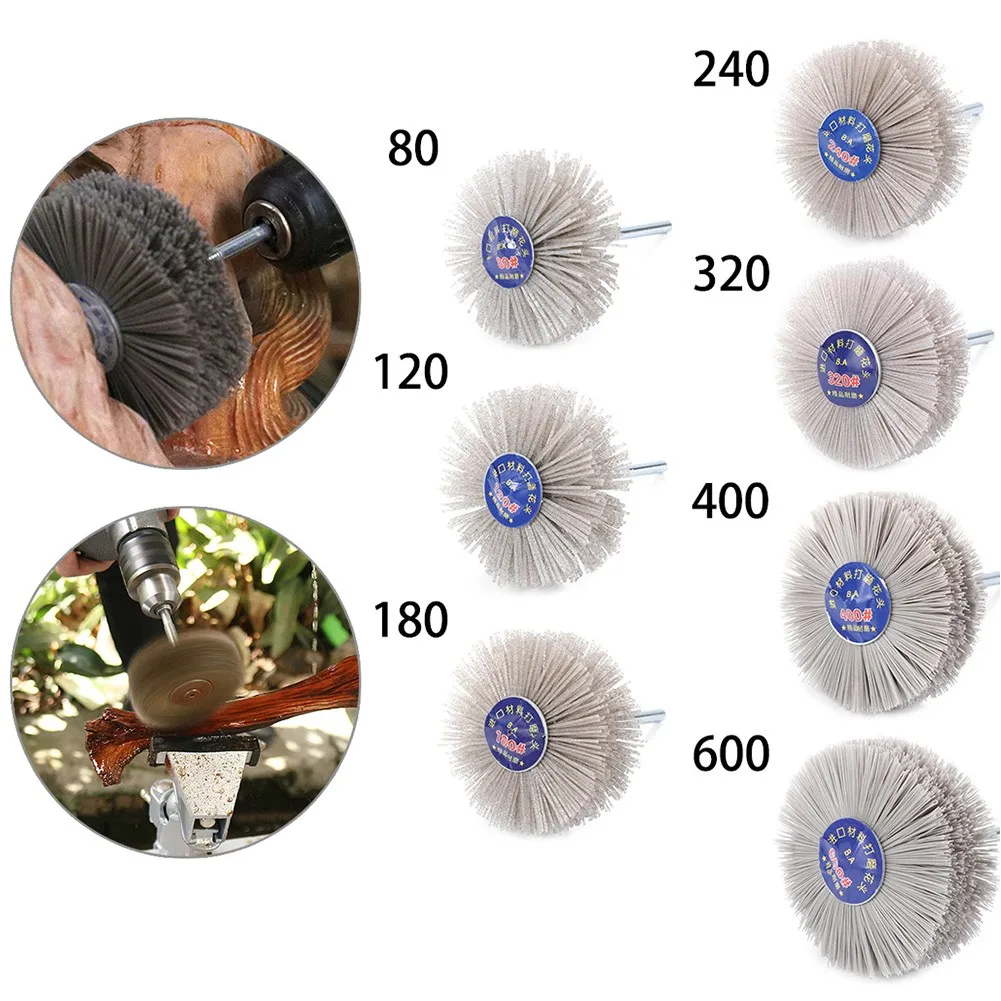 

1pcs Abrasive Nylon Wheel Brush 80-600Grits Grinding Rotary Woodworking