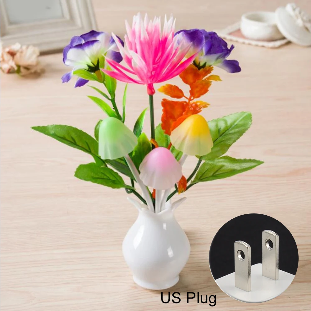 

Romantic Led Glow Night Light Decoration US Plug Home Illumination Electric Vase Shape Wall Lamp Bedside Bedroom Sensor