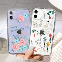 soft clear iphone11 case for iphone 12 pro max cases silicon flower cover for iphone 11 pro 13 xs max xr x 6 6s 7 8 plus mini