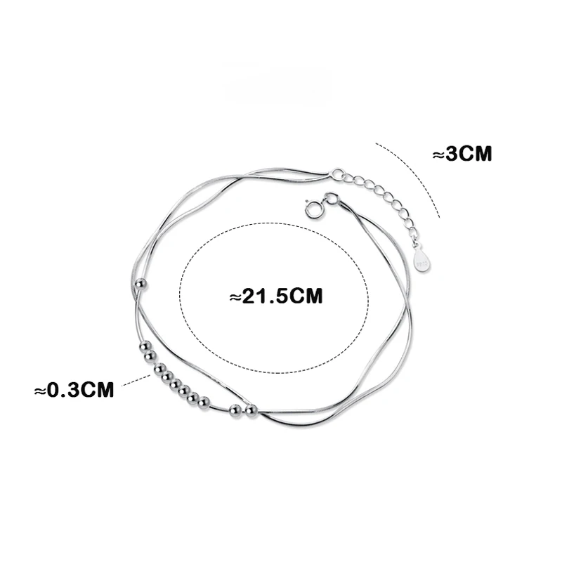 Браслет MIQIAO на ногу женский из серебра 925 пробы украшение Двойная Цепочка в виде