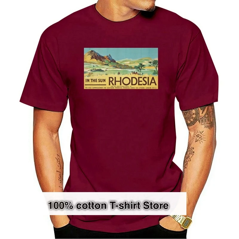 

Men t-shirt rhodesia vintage poster tshirt Women t shirt