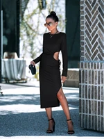 elegant black long sleeve sexy dress for women club party backless tank dresses skinny fashion summer 2021 women dress
