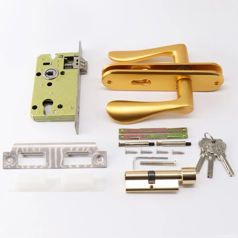 Прочный алюминиевый замок золотого цвета ручка дверного замка цилиндр передняя
