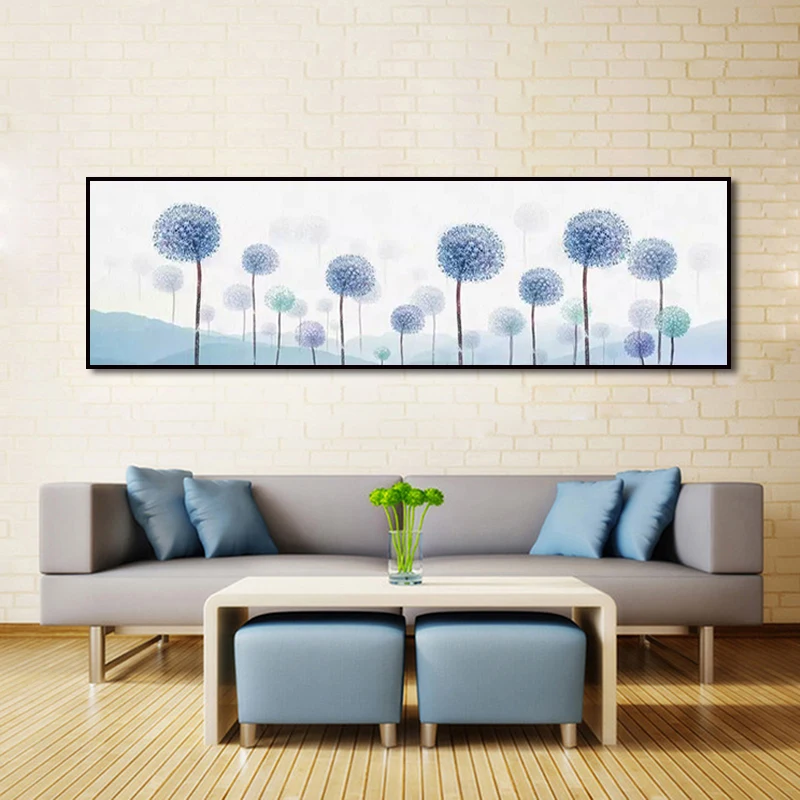 

Blue Dandelion Canvas Art Painting North Europe Small Fresh Home Decoration Living Room Background Wall Hanging Picture No Frame