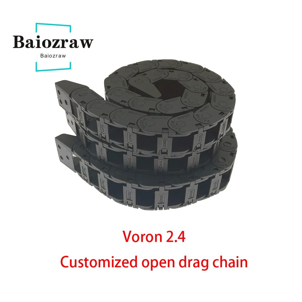 Baiozraw 1 conjunto de correntes de cabo conjunto personalizado aberto arraste corrente tipo openning preto cadeias de fio 250/300/350 para voron 2.4 impressora 3d