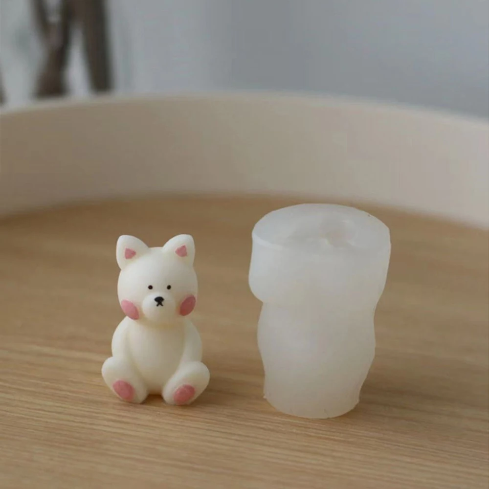 Cute Bear Cat Rabbit Scented Candle Silicone Mold DIY Fondant Cake Handmade Soap Plaster Epoxy Resin Aroma Mould | Дом и сад