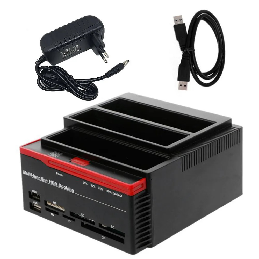 

All in 1 USB 3.0 to SATA IDE External High Speed Hard Drive Card Reader Multifunctional HDD Dock Base UK/US/EU plug