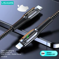 usams type c to lightning smart power off 20w pd cable fast charging for iphone 12 11 pro max cable for ipad air mini data cable