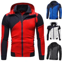 sports false two piece sweaters hooded color contrast motorcycle jacket new men s casual 2021 spring and autumn