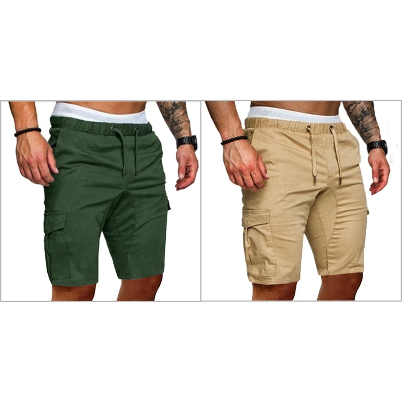 

2X Men's Shorts Casual Work Pocket Lace Shorts Jogging Pants L Army Green & Khaki