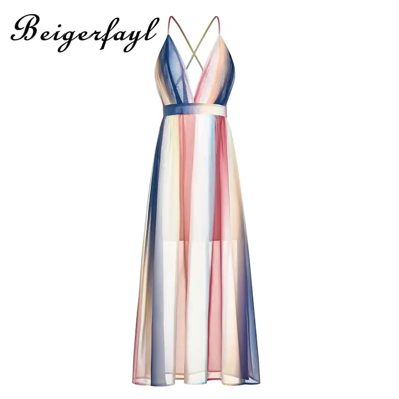 Beigerfayl сексуальное Макси длинное Sukienki элегантное Boho Vestidos Modis пляжное шифоновое