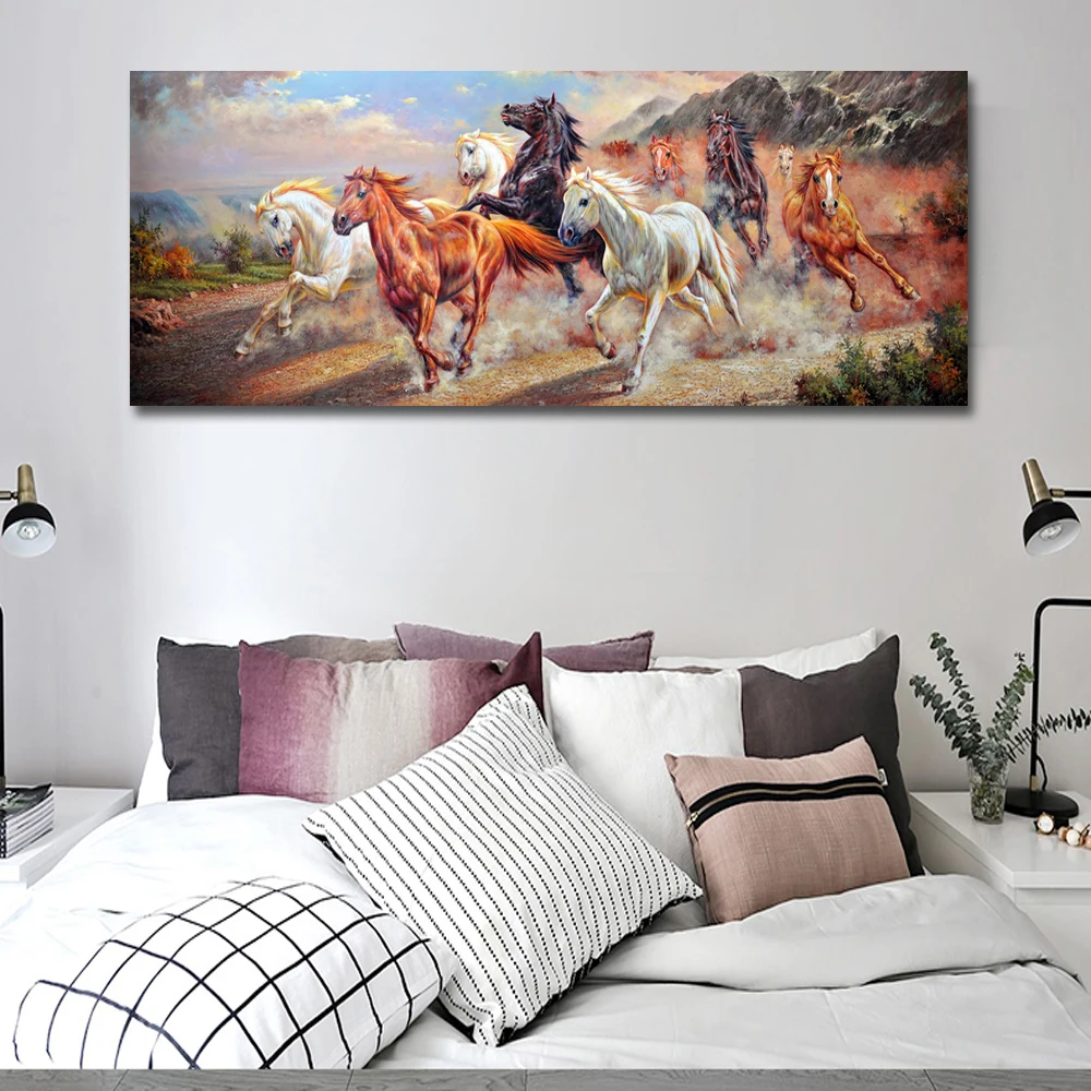 

5D DIY Алмазная вышивка семь Бегущих Лошадей полная квадратная круглая Алмазная картина мозаика ручной работы Большой Настенный декор