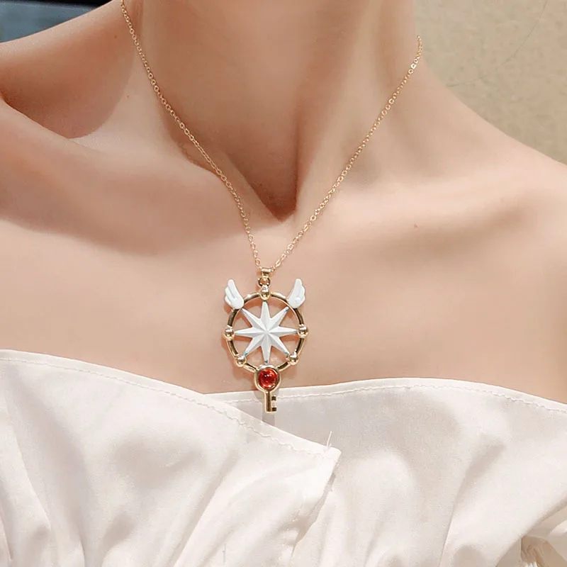 

Fashion Hot Sell Cartoon Comics Series Variety Sakura Key Magic Wand Necklace Pendant Necklace for Cosplay Women Gifts