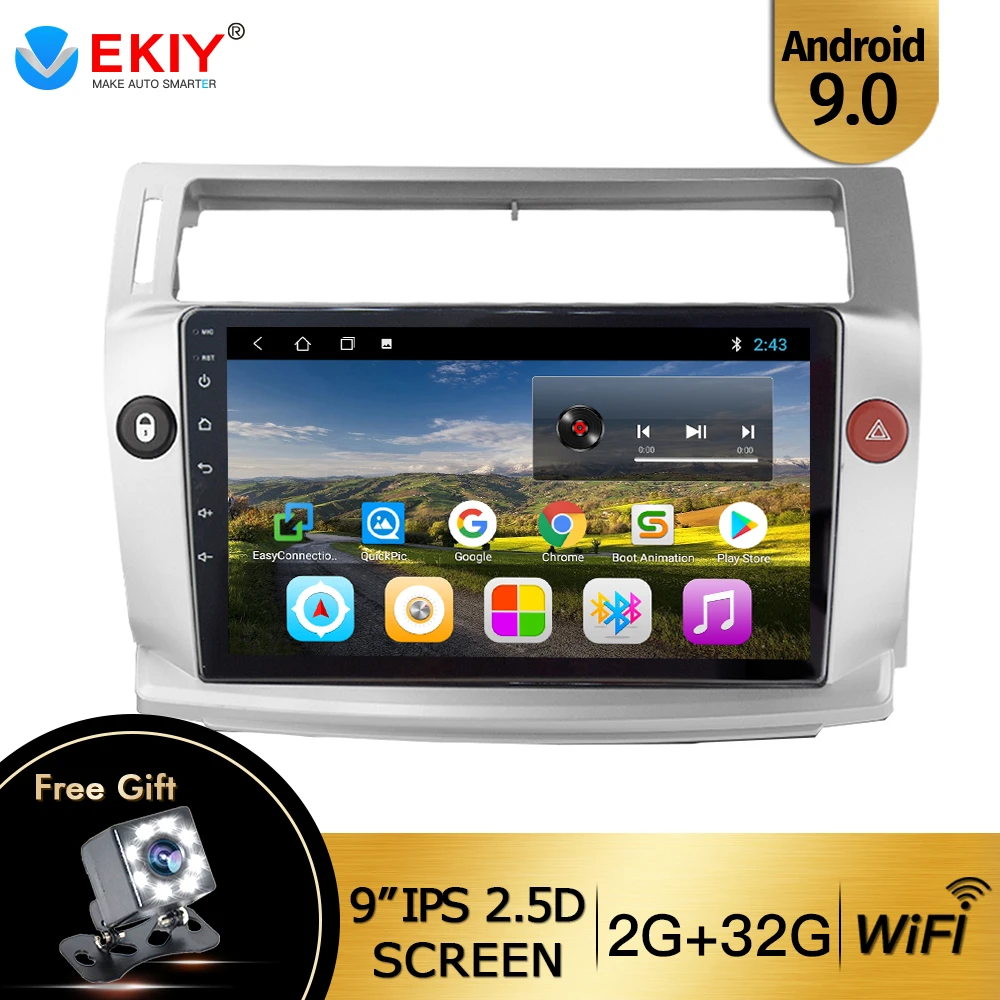 Автомагнитола EKIY 9 ''ips 2Din Android 9,1 для Citroen C4 C-Triomphe C-Quatre 2004-2009 Автомобильный dvd-плеер автомобильный мультимедийный плеер