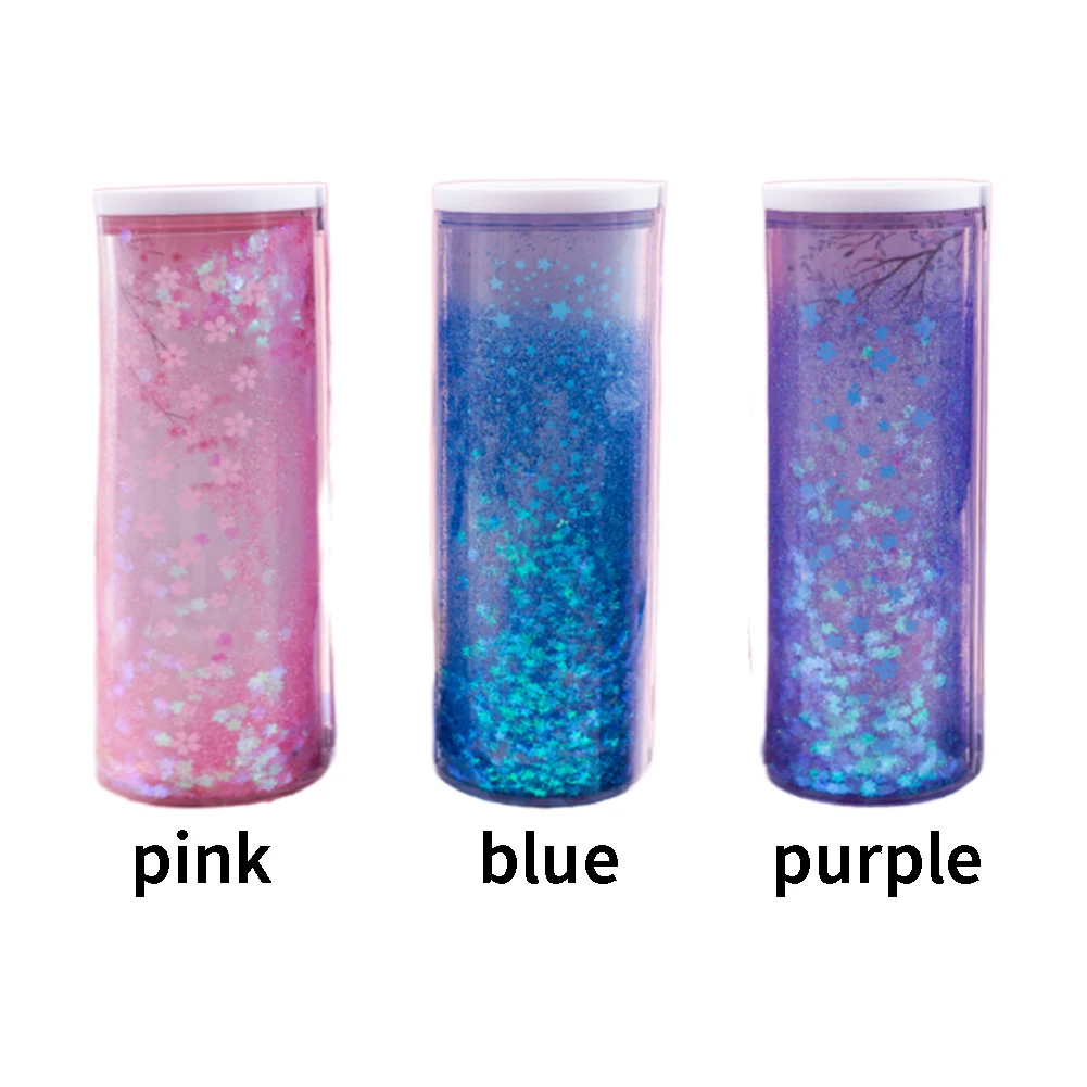 

Magnetic Buckle Pencil Case Set Quicksand Translucent ABS Large Capacity Solar Calculator Mirror Multifunctional Cylindrical Box