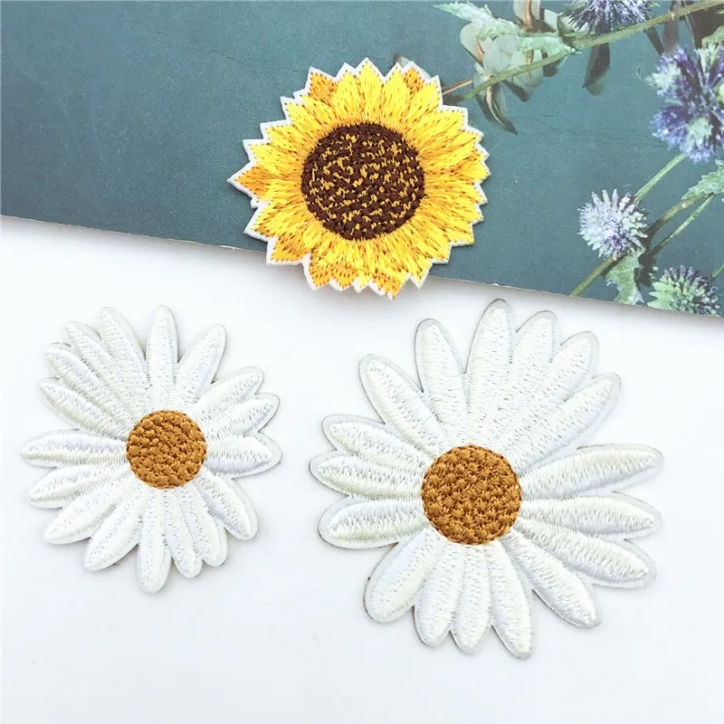50 шт. нашивки с вышитым подсолнухом клейкая аппликация Ремонтный значок сделай