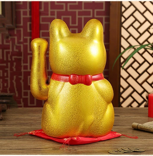 

Big 17inch Gold Ceramic Lucky Cat Figurines Feng Shui Wealth Ornaments Electric waving Shaking Hands Home Decoration Accessories