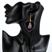 women irregular crystal pendant drop dangle earring big heart statement hoop earrings female party jewelry boho earring hoop