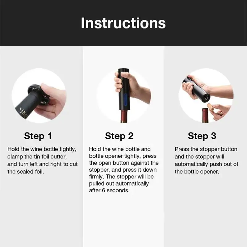 

Rechargeable Electric Wine Bottle Opener Corkscrew Foil Cutter Set Automatic Bottle Opener for Red Wine Kitchen Tool Can Opener