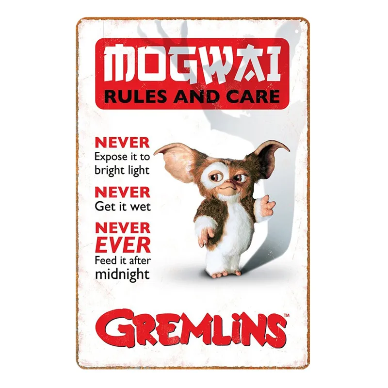 Зеленый Металлические барные Знаки Декор Gremlins винтажные металлические знаки бляшки и знаки домашний декор тарелки Ретро Размер: 20*30 см - Цвет: Зеленый