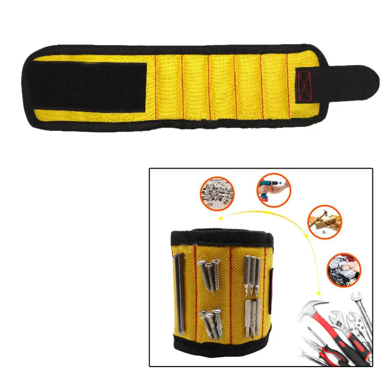 5 magnets yellow Магнитный Набор портативный инструмент для хранения браслет магнитный браслет инструмент 3/5 магниты саморезы сверла сумка для электрика - Цвет: 5 magnets yellow