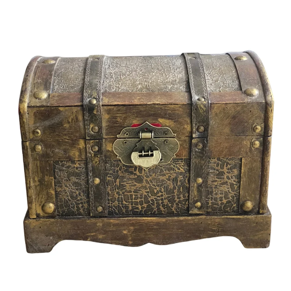 

Винтажный ящик для хранения пиратских сокровищ, деревянный чехол с замком