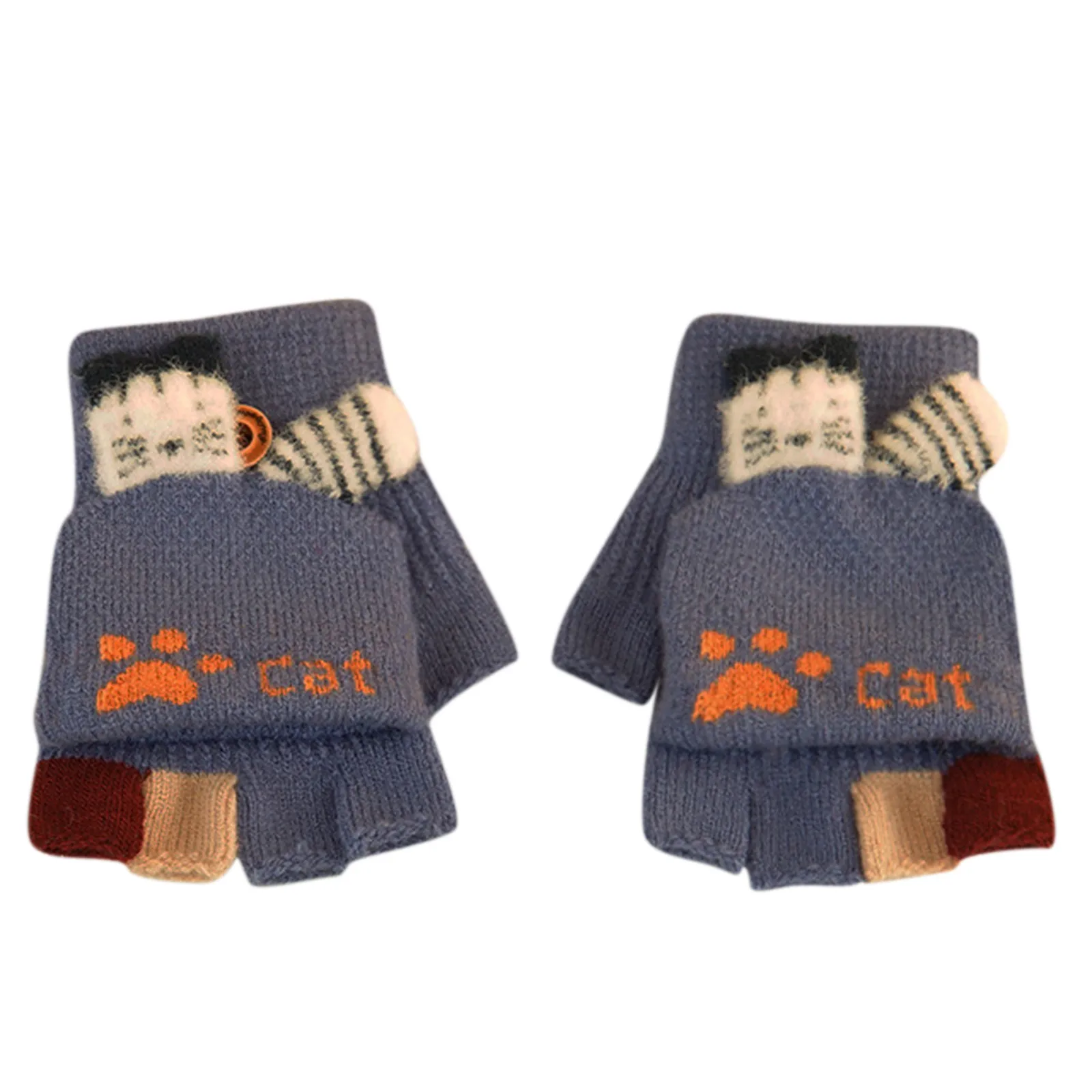 

Sagace Winter Outdoor Gloves Children's New Cute Winter Warm Cashmere Knitted Clamshell Gloves Guantes