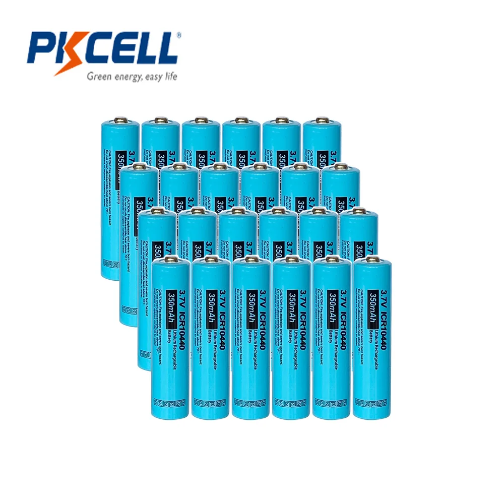 

24 шт. PKCELL ICR10440 10440 AAA 3,7 v литиевая аккумуляторная батарея 350mah Li-Ion aaa батареи Кнопка Топ