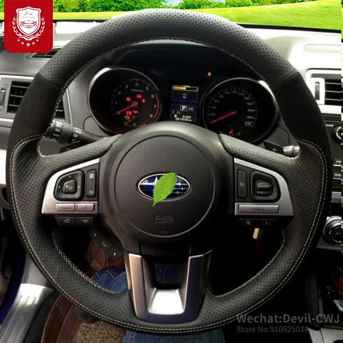 

DIY hand-sewn car steering wheel cover for Subaru BRZ New Forester XV New Outback LEVORG Legacy WRX hight quality leather