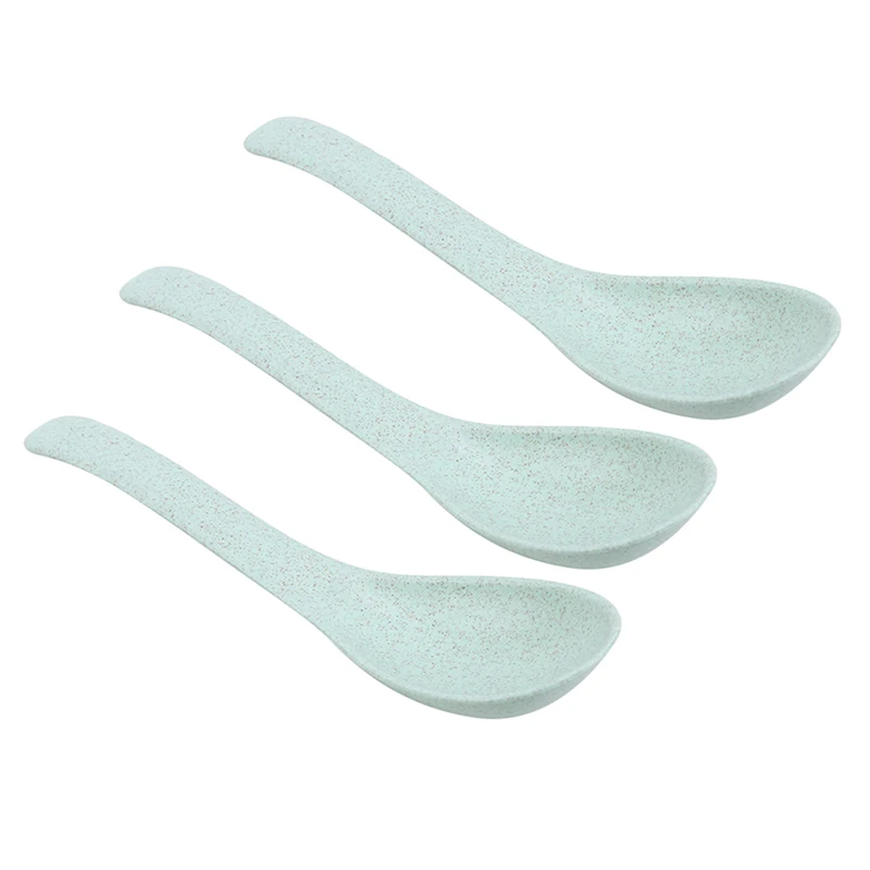

3pcs/lot Soup Spoon Wheat Fiber Tea Coffee Spoon For Tea Party Teaspoons Ice Cream Flatware Soup Spoon Sets