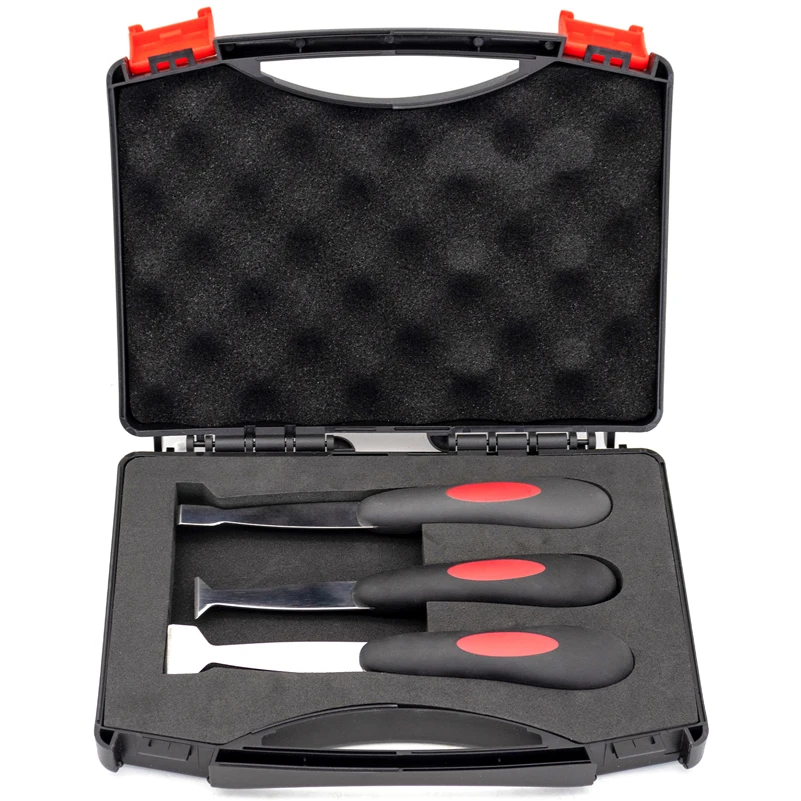 2121 New Windshield Urethane Scraper Tool Glass Bottom Glue Repairing Knife Set with 3pcs Blades with Soft Rubber
