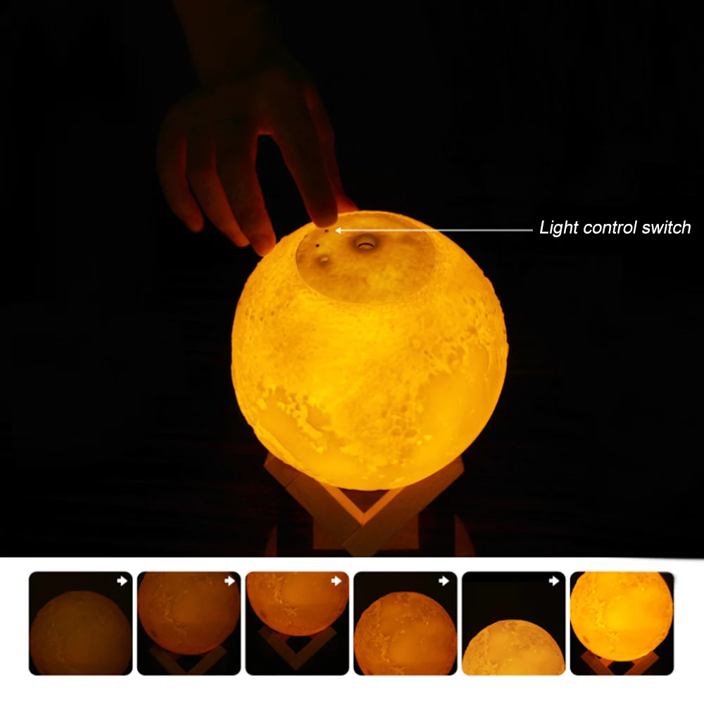 3D Print Moon Lamp With 880ML Air Humidifier LED Night Light Color Change For Home Decor Cool Mist Purifier |