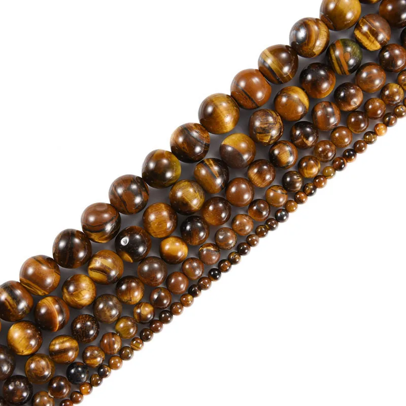 Wholesale Natural Tiger Eye Round Loose Stone Beads For Jewelry Making Diy Bracelet Necklace 4/6/8/10/12 mm Strand 15'' | Украшения
