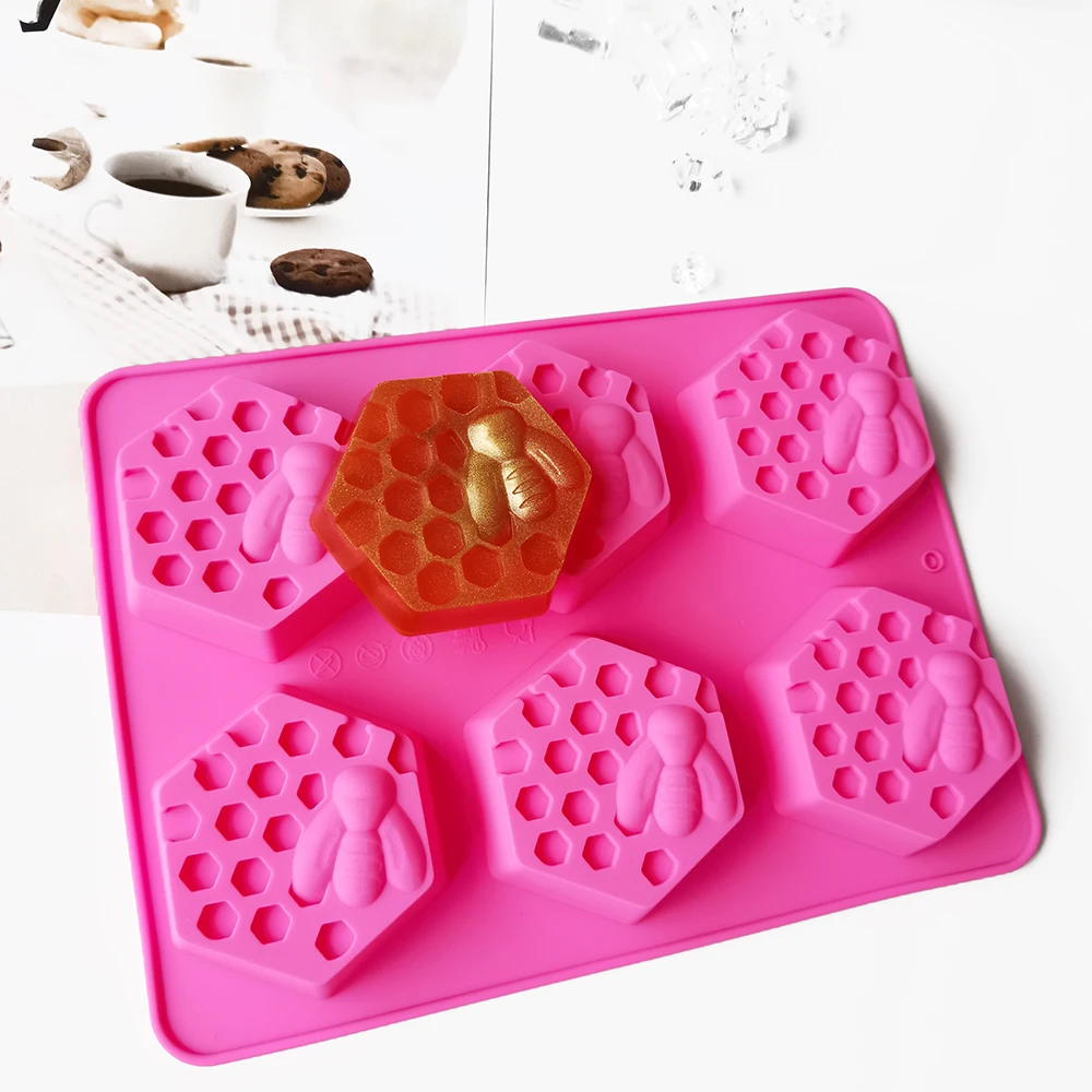 

New 6 Cavities Honeybee Silicone Soap Mold for Making Soaps 3D Diy Spa Handmade Mould Decoration Massage Therapy Tray Tools