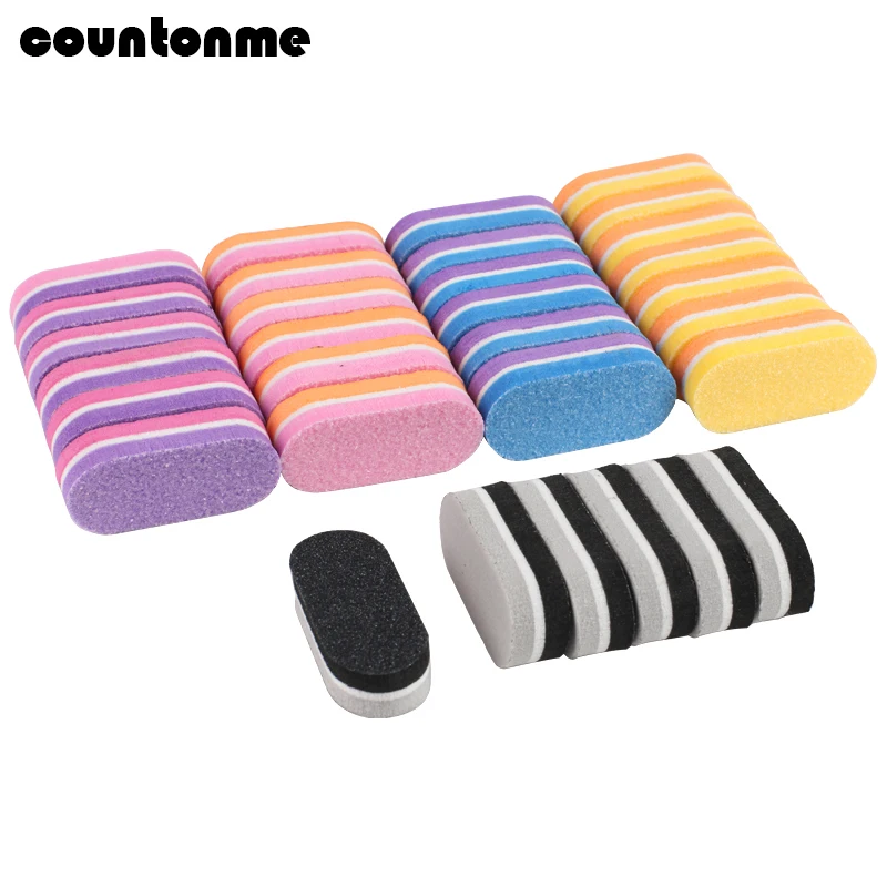 

50pcs/lot Mini Sponge Nail File 100/180 Colorful Nail Buffer Double Sided Sanding Buffer Cuticle Remover Pedicure Manicure Files