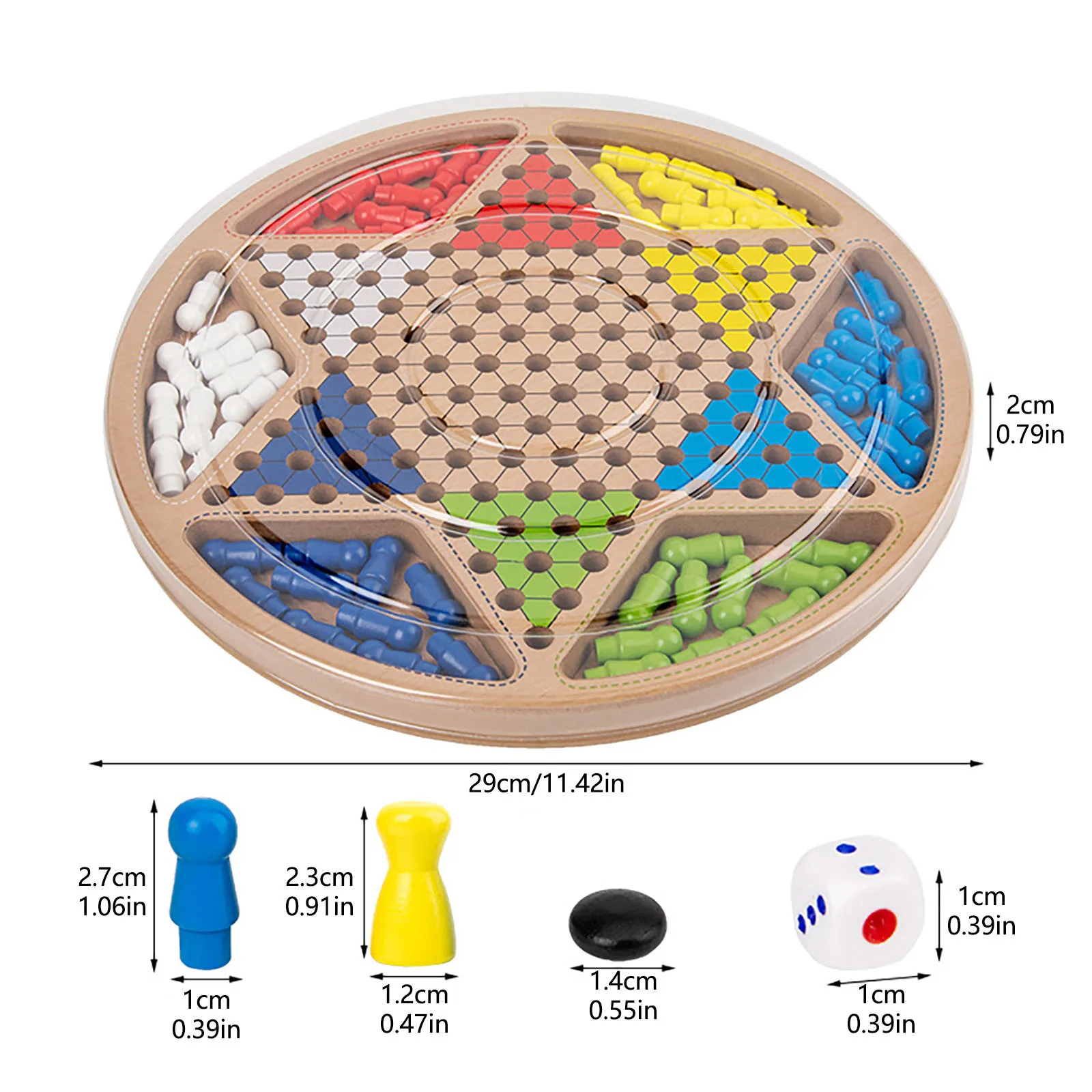 

Two-in-one flying chess, checkers, backgammon 0.8 parent-child board game, childrens educational early education wooden toys F4