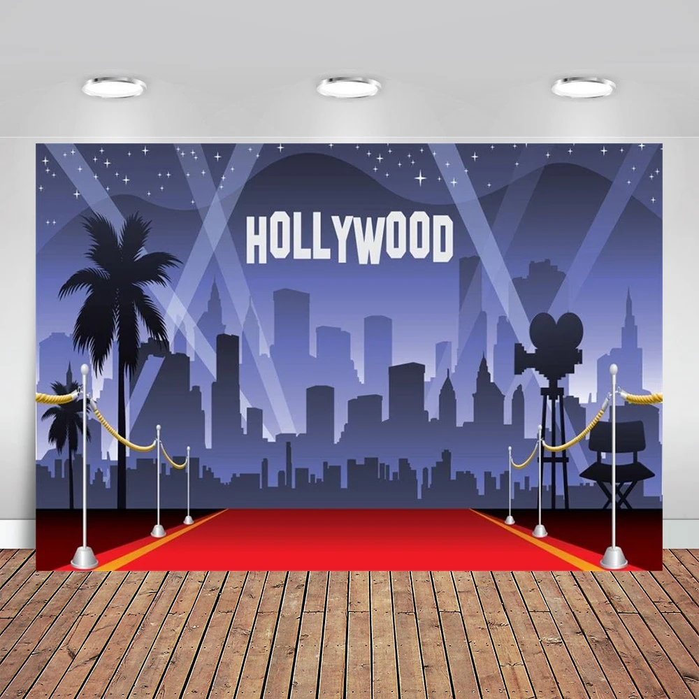 Hollywood Red Carpet Backdrop Movie Night Stage Photography Background Celebrity Event Party Premiere Banner Photo Studio Props